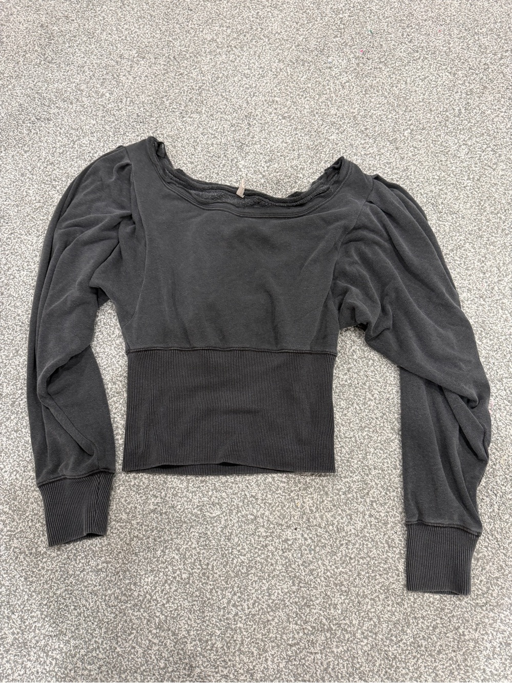 FP Movement by Free People Black Off-the-Shoulder Puff-Sleeve Sweater